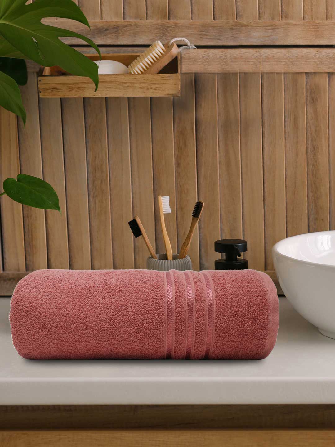 MYTRIDENT Red 400 GSM Pure-Cotton Bath Towel