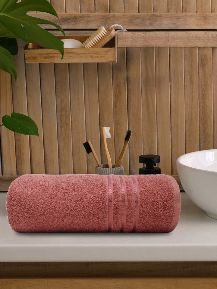 MYTRIDENT Red 400 GSM Pure-Cotton Bath Towel