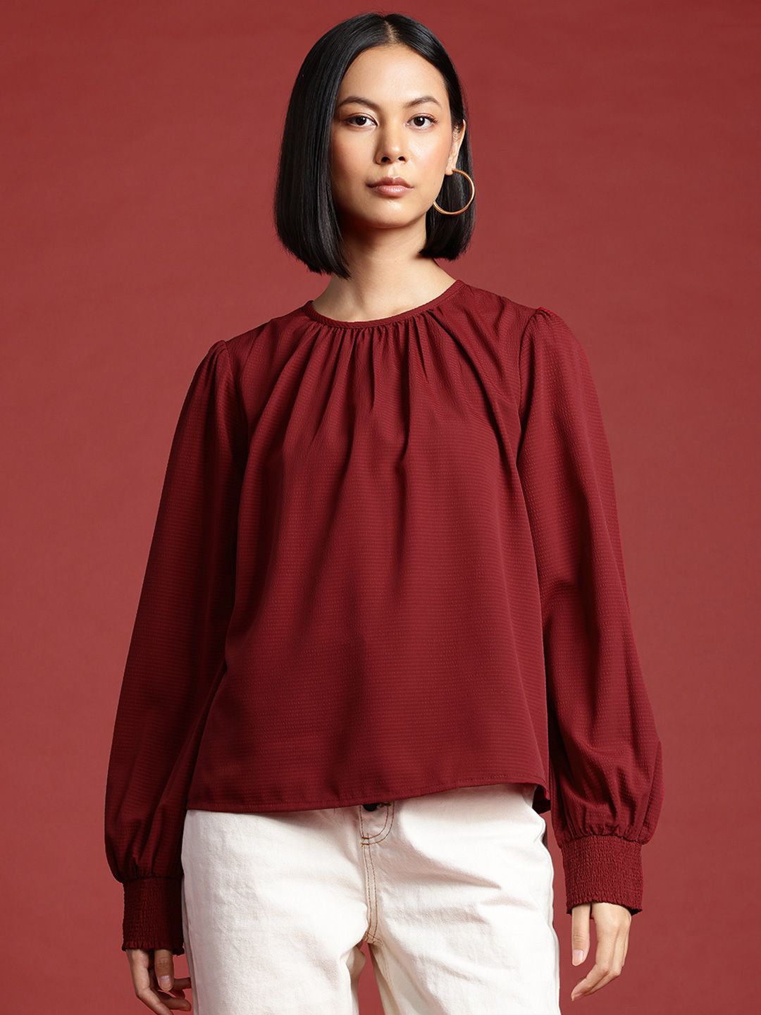 all about you Self-Design Puff Sleeve Top