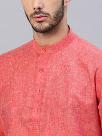 SOJANYA Men Red Solid Straight Kurta