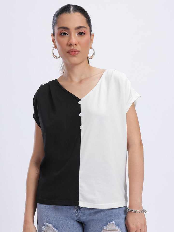 DressBerry Colourblocked Extended Sleeves Shirt Style Top