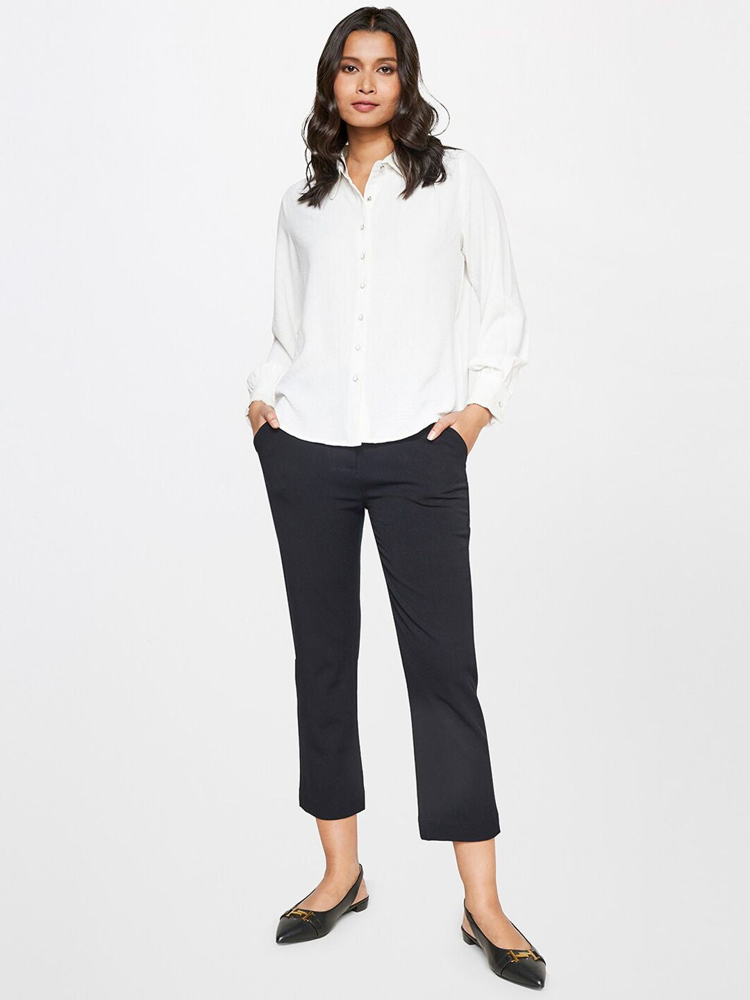 AND Women Mid -Rise Tapered Fit Trousers