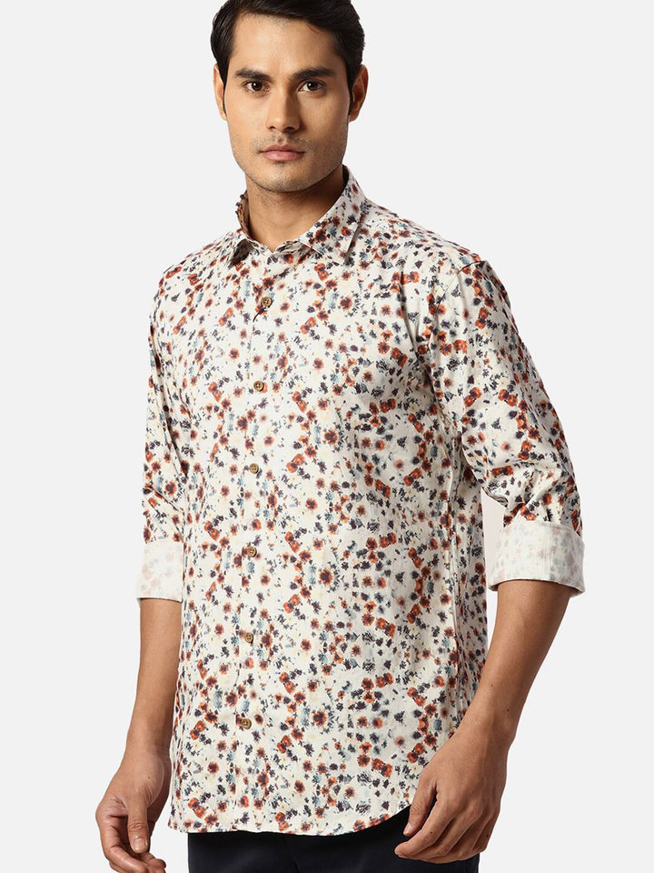 Park Avenue Abstract Printed Cotton Spread Collar Slim Fit Casual Shirt
