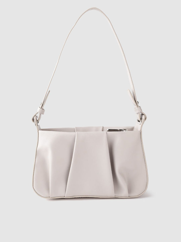 Lino Perros Off-White Structured Shoulder Bag with Pleated Detail