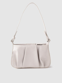 Lino Perros Off-White Structured Shoulder Bag with Pleated Detail