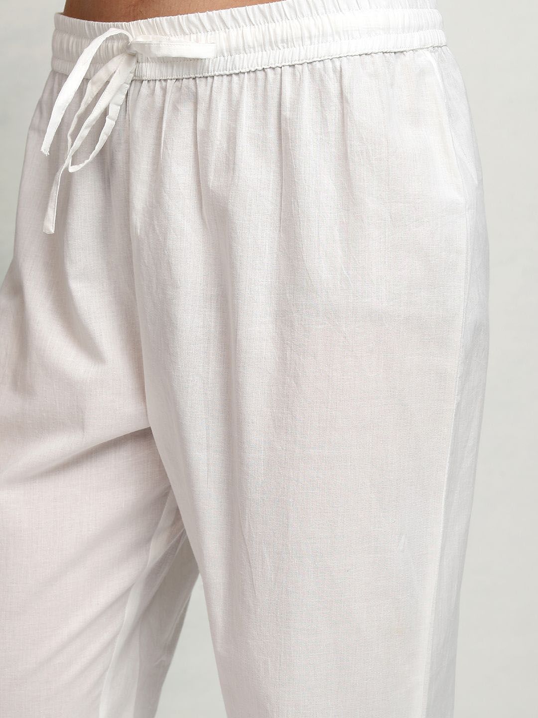 Vishudh Ethnic Motifs Embroidered Gotta Patti Pure Cotton Kurta With Trousers & Dupatta