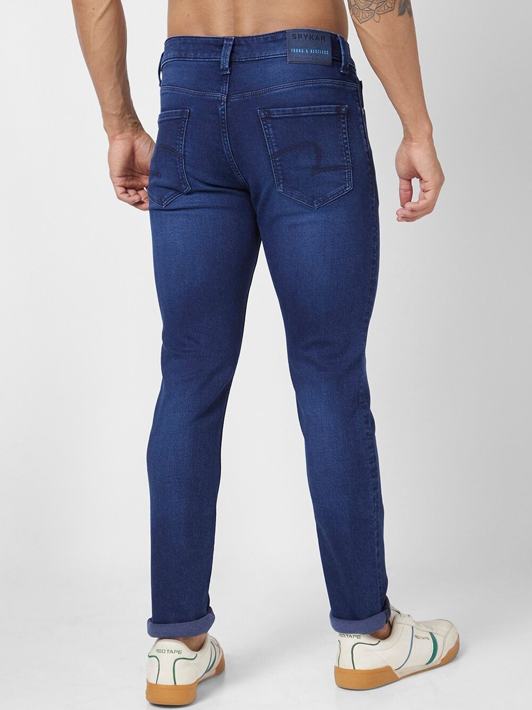 SPYKAR Men Blue Skinny Fit Low-Rise Light Fade Clean Look Stretchable Jeans