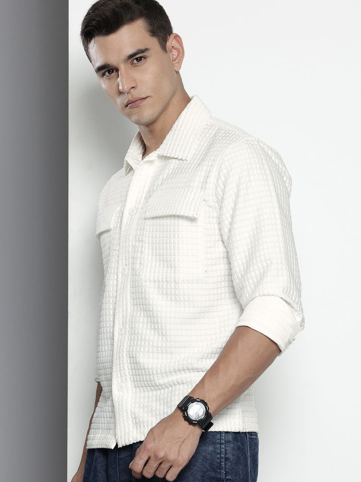 The Indian Garage Co Self Design Textured Casual Shirt