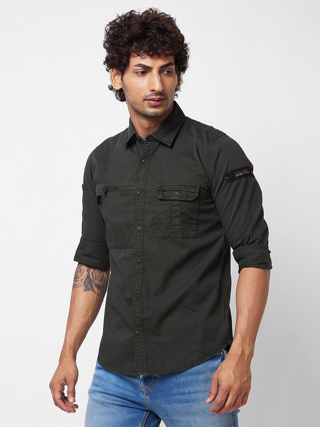 SPYKAR Spread Collar Cotton Casual Shirt