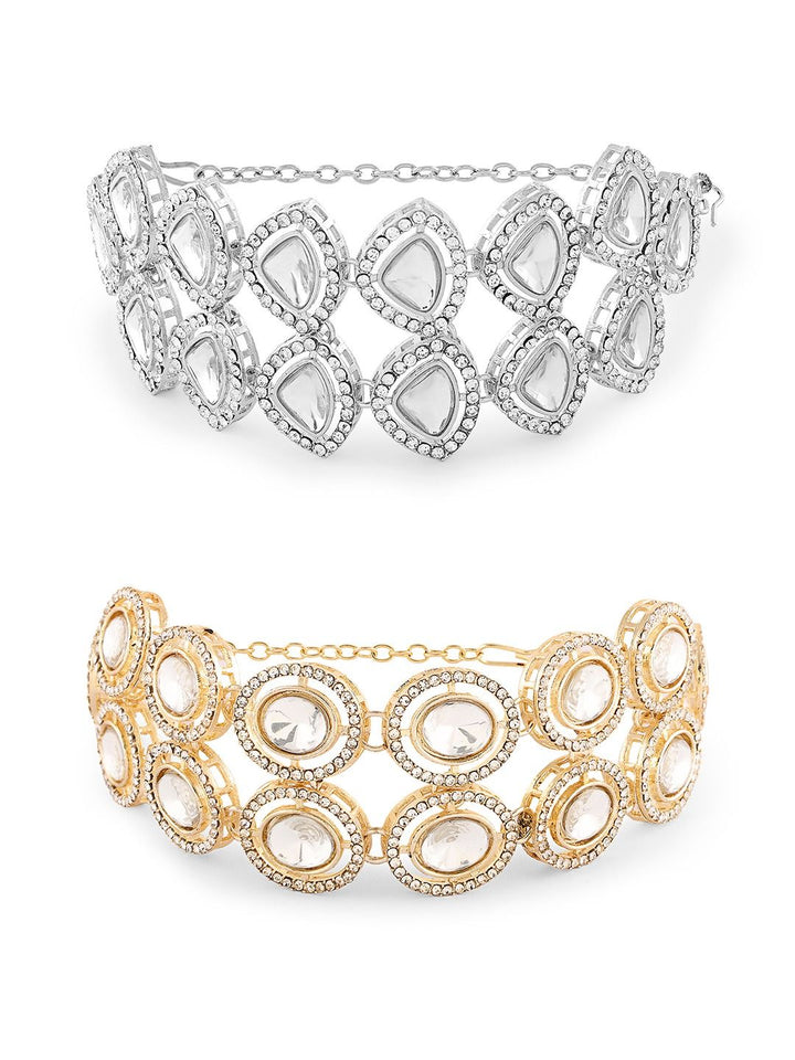 Set Mutiara Zaveri 2 Gelang Lilit Berlian Austria Bersalut Emas