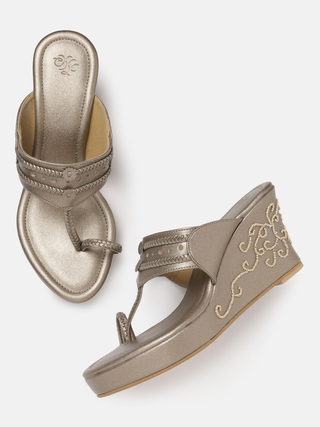 House of Pataudi Ethnic Embellished Wedge Heel