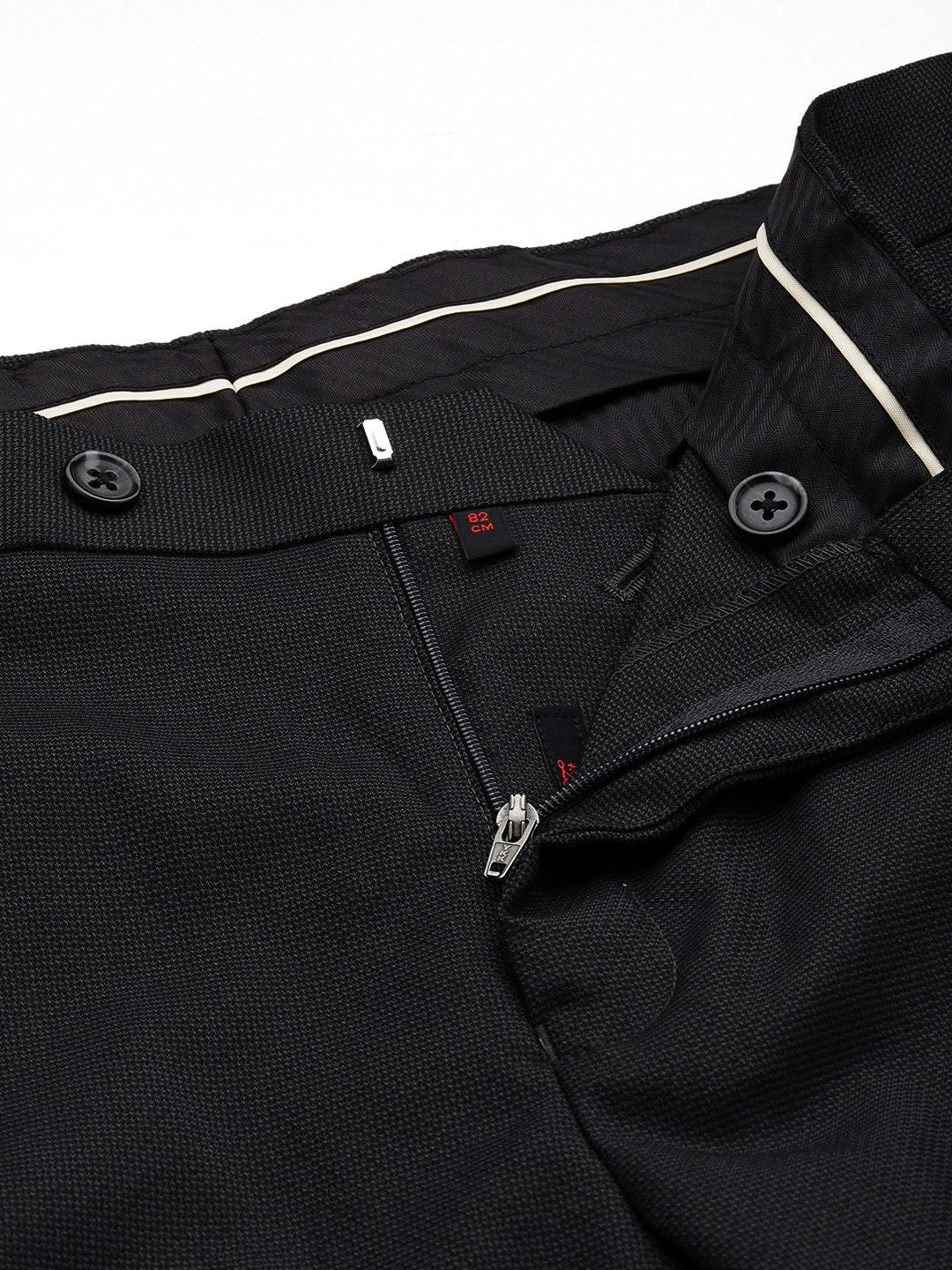 Raymond Men Self Design Mid-Rise Textured Slim Fit Formal Trousers