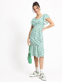 DressBerry 70s Psychedelic Shift A-Line Midi Dress