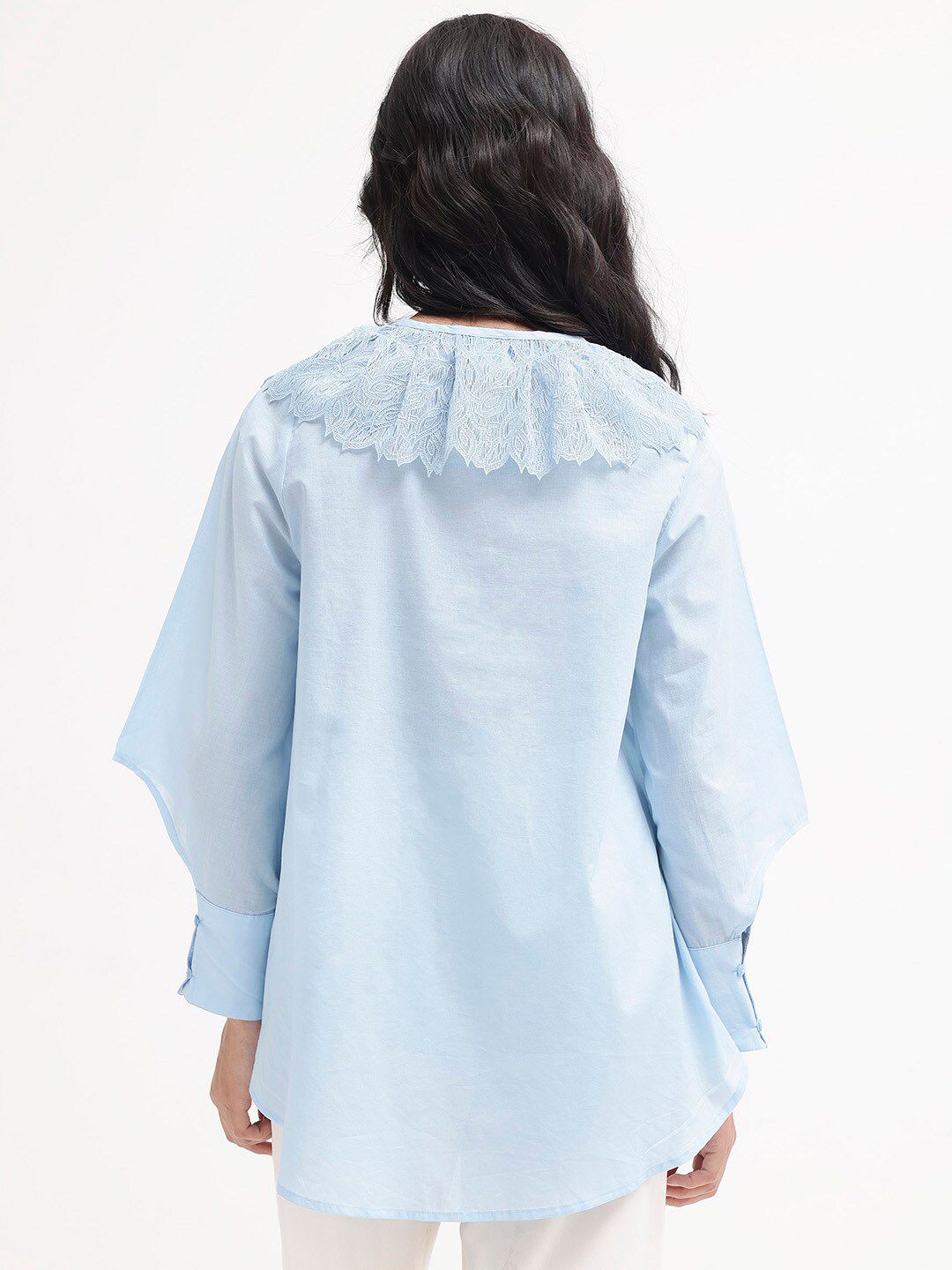 RAREISM Comfort Peter Pan Collar Opaque Cotton Casual Shirt