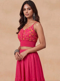 House of Chikankari Floral Embroidered Cotton Bralette Crop Top