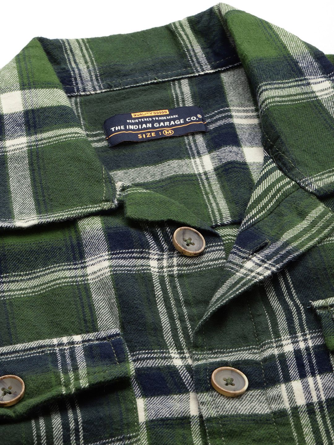 The Indian Garage Co Men Regular Fit Checked Double Flap Pocket Flannel Shirt
