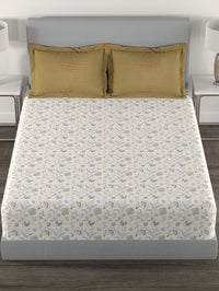 MYTRIDENT Doris Meadow Powder Flat 144TC Queen Cotton 1 Bedsheet with 2 Pillow Covers