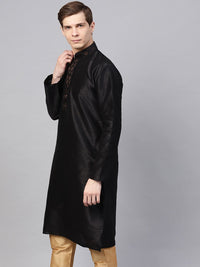 SOJANYA Men Black Yoke Design Straight Kurta