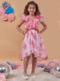 pspeaches Girls Floral Printed Crop Top With Skirt
