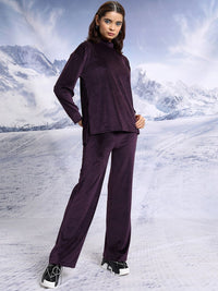 Tokyo Talkies High Neck Relaxed Fit Top With Bell Bottom Trousers