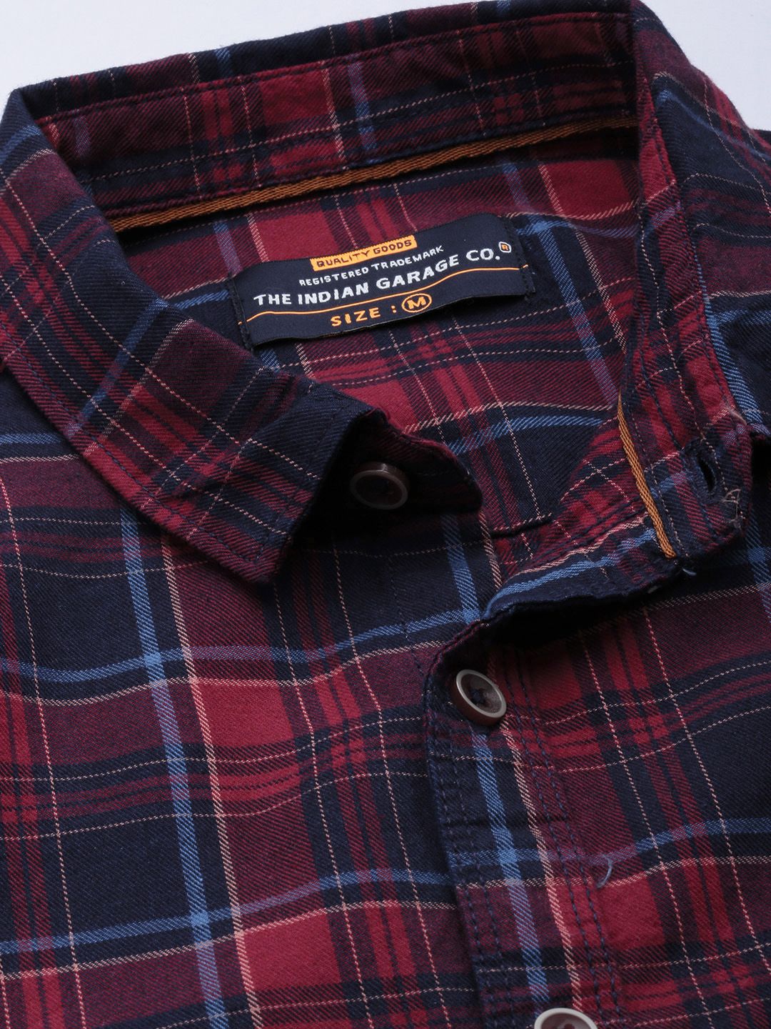 The Indian Garage Co Men Maroon Tartan Checked Casual Shirt