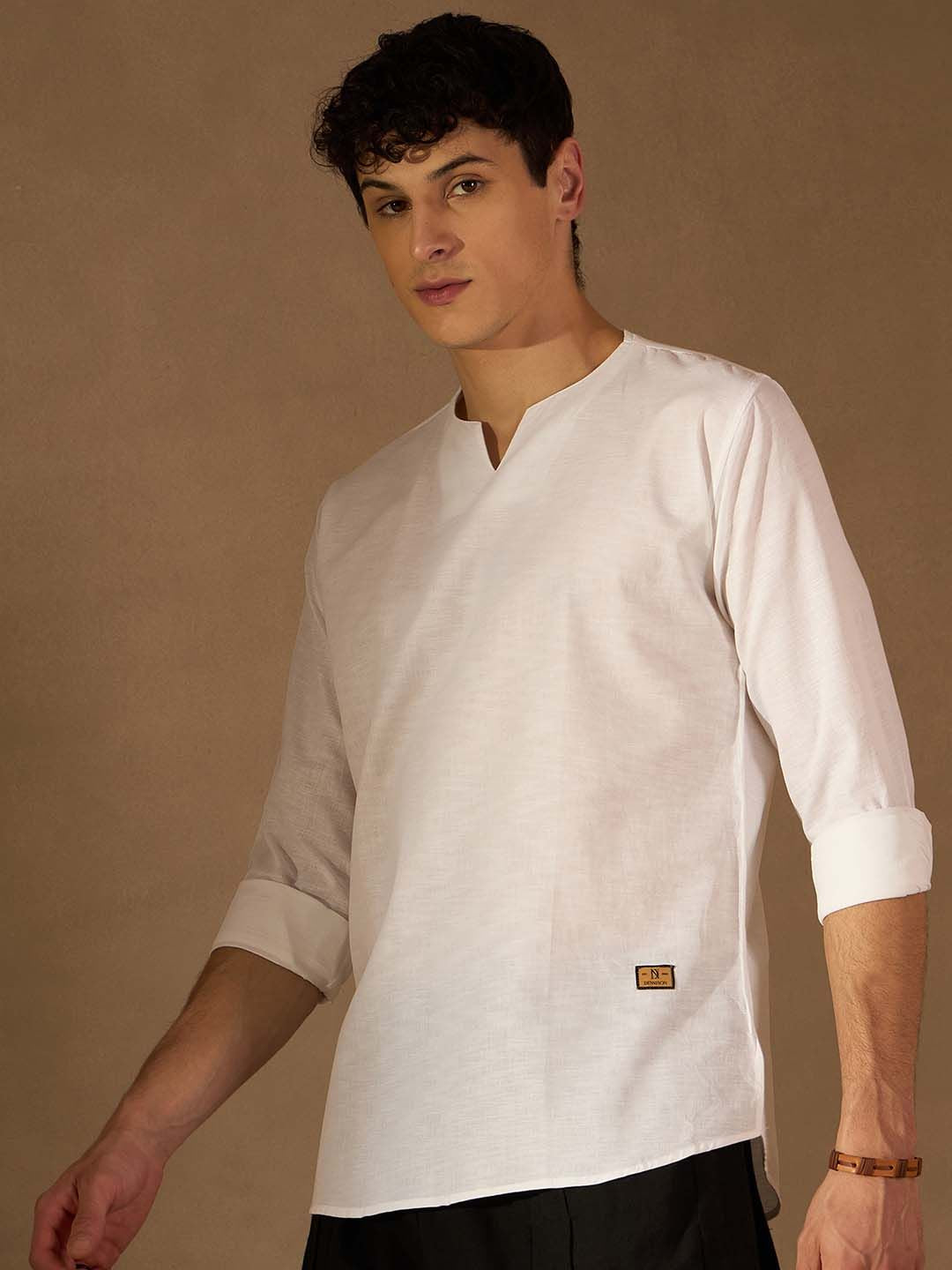 Dennison Men White Solid Kurta