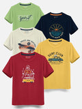 HELLCAT Boys Pack Of 5 Typography Printed Cotton T-shirt