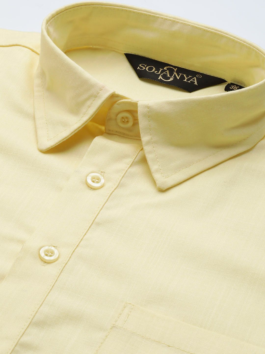 SOJANYA Lelaki Yellow Solid Pathani Kurta