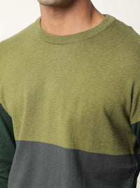 RARE RABBIT Men Tanko Slim Fit Colourblocked Pullover Sweater