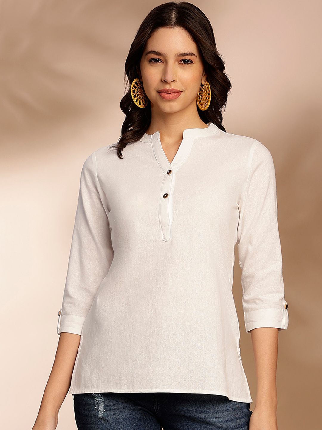 Anouk V-Neck Pure Cotton Short Kurti