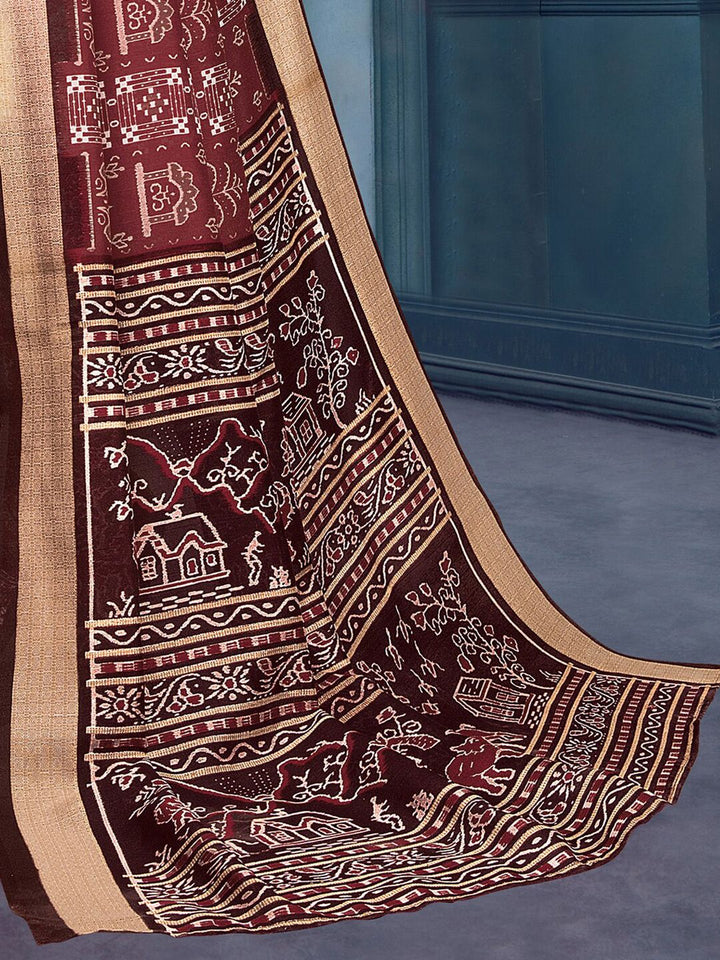 KALINI Warli Printed Sambalpuri Saree