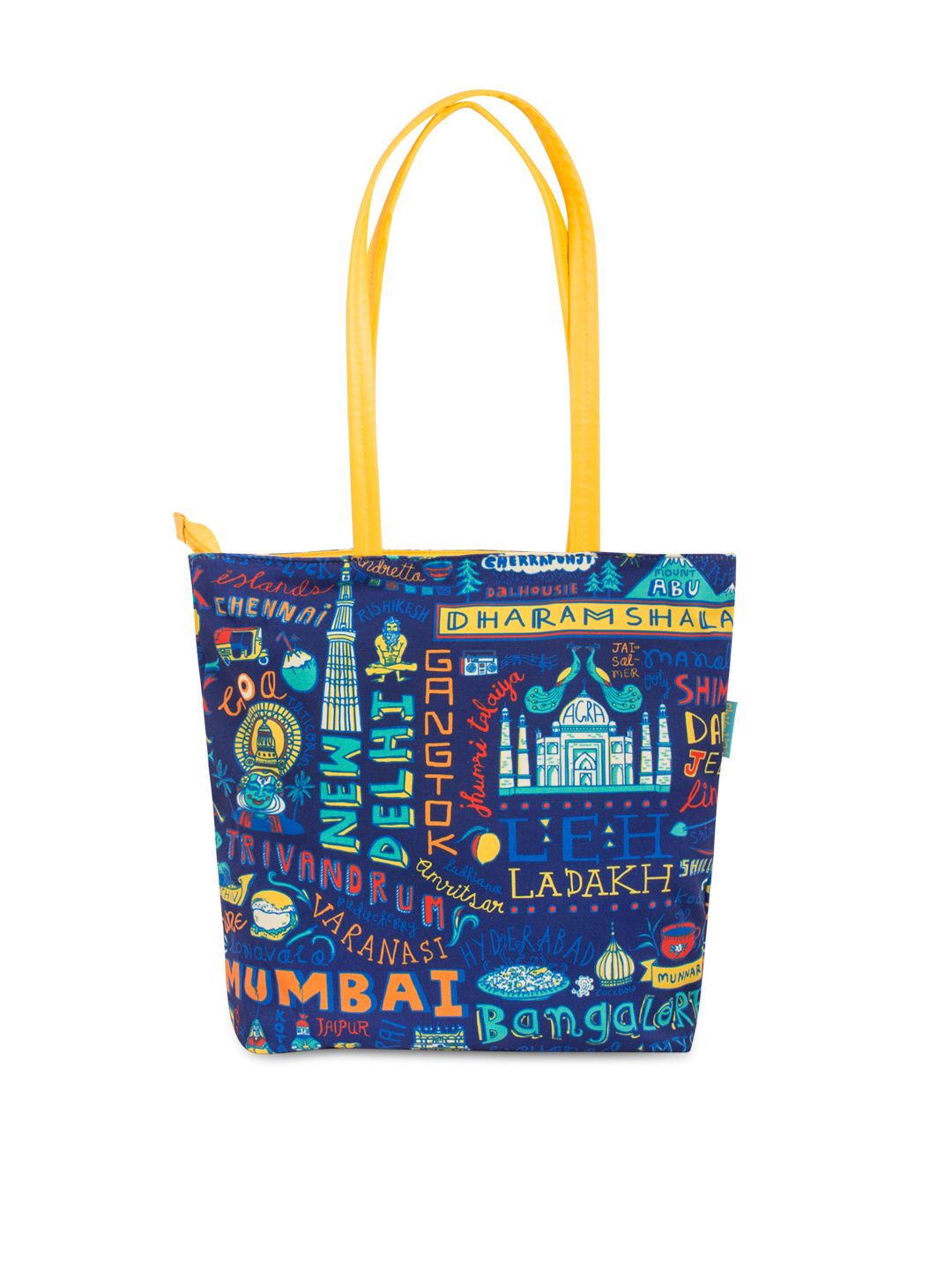 TEAL BY CHUMBAK Navy Blue Printed Tote Bag