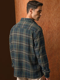 LOCOMOTIVE Premium Men Oversized Dobby Textured Checked Overshirt