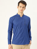 SOJANYA Men Blue Solid Straight Kurta