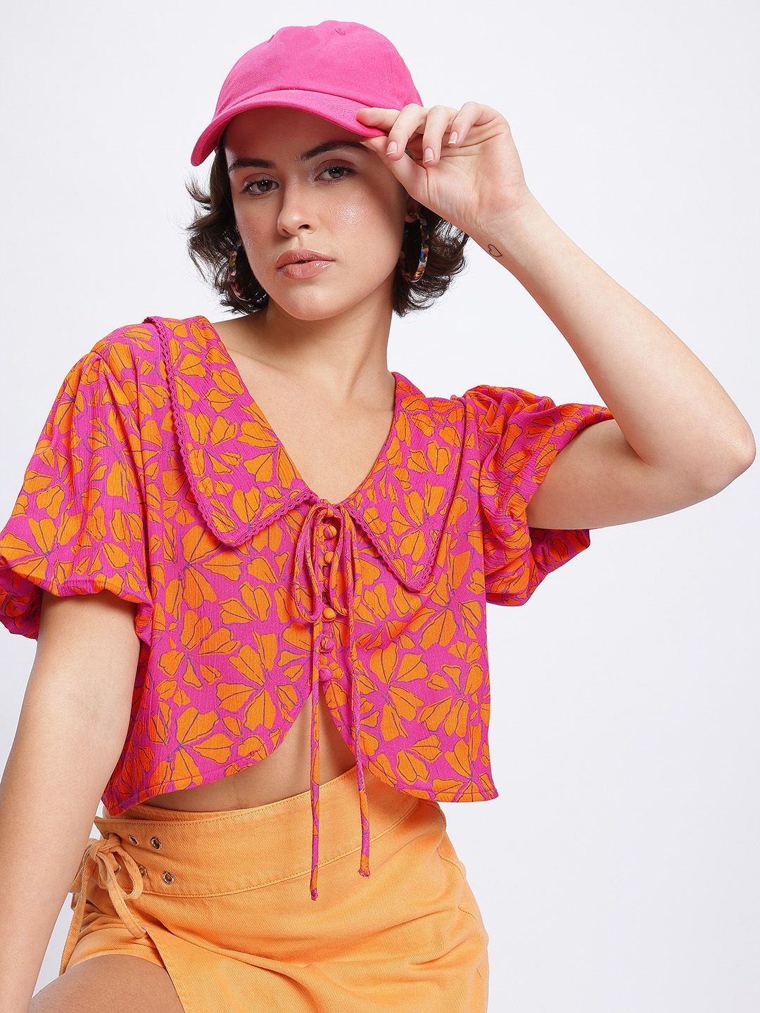 DressBerry Floral Print Above the Keyboard Shirt-Style Top