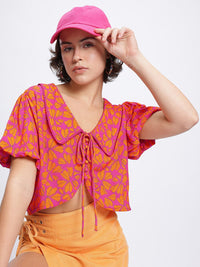 DressBerry Floral Print Above the Keyboard Shirt-Style Top