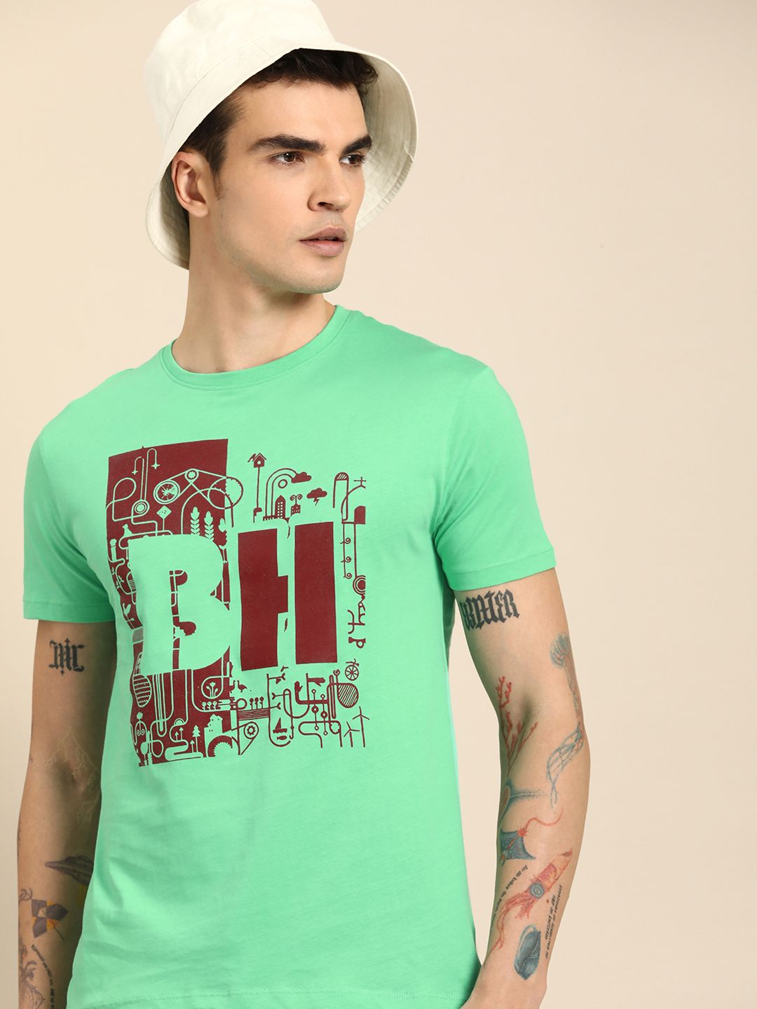 Being Human Pure Cotton Graphic Printed Casual T-shirt