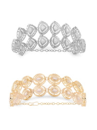 Set Mutiara Zaveri 2 Gelang Lilit Berlian Austria Bersalut Emas
