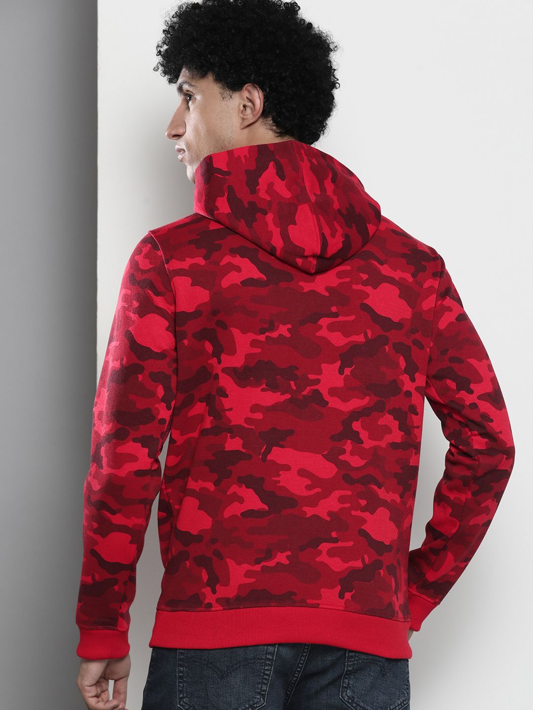 The Indian Garage Co Men Red Printed Hooded Sweatshirt