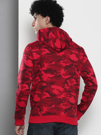 The Indian Garage Co Men Red Printed Hooded Sweatshirt