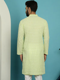 SOJANYA Kurta Kerja Benang Kapas Tulen Kolar Mandarin Geometrik