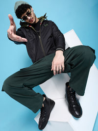 The Indian Garage Co Olive Green & Black Hooded Reversible Puffer Jacket