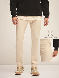 THE BEAR HOUSE Men Solid 4 Way Stretch Formal Trouser
