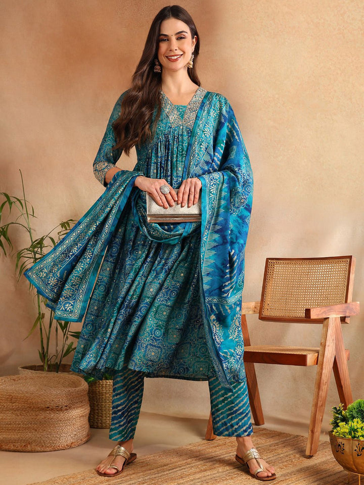 KALINI Ethnic Motifs Printed Regular Kurta with Palazzos & Dupatta