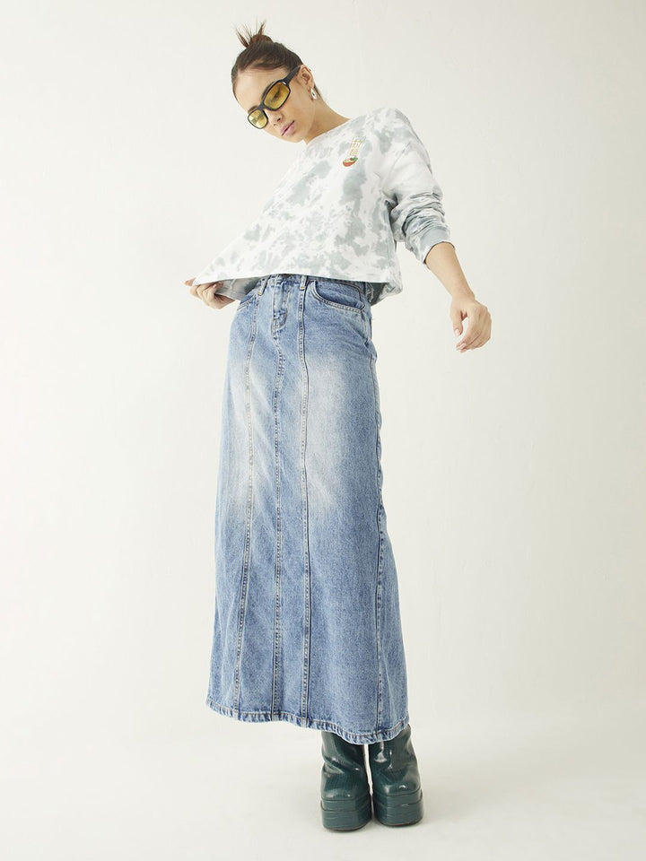 DressBerry Dyed & Printed Cotton Terry Boxy Sweatshirt