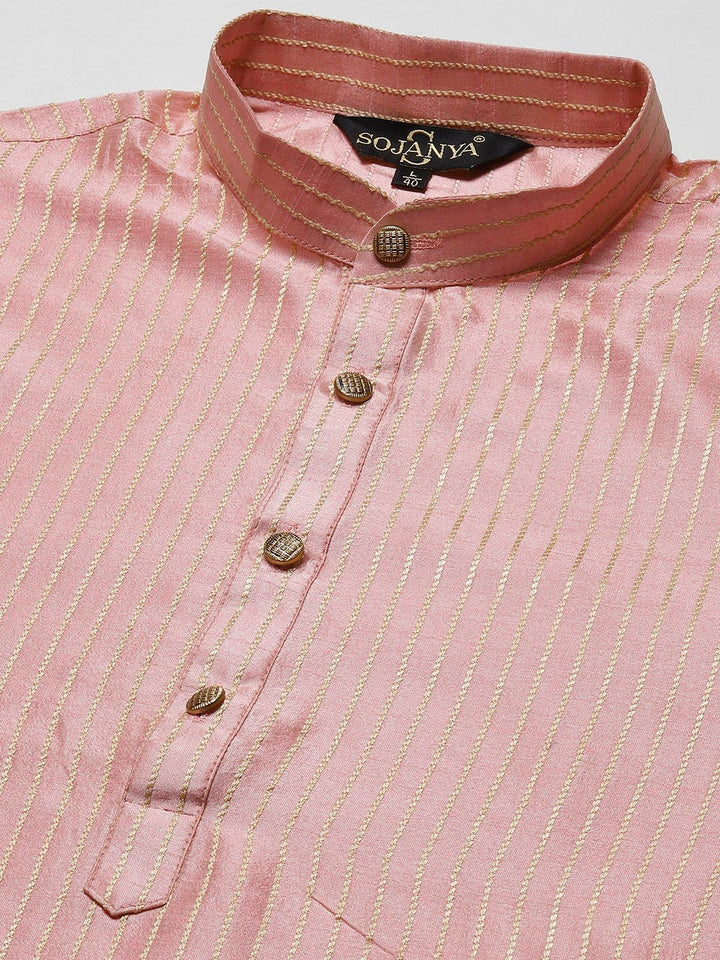 SOJANYA Men Woven Design Kurta with Churidar with Nehru Jacket