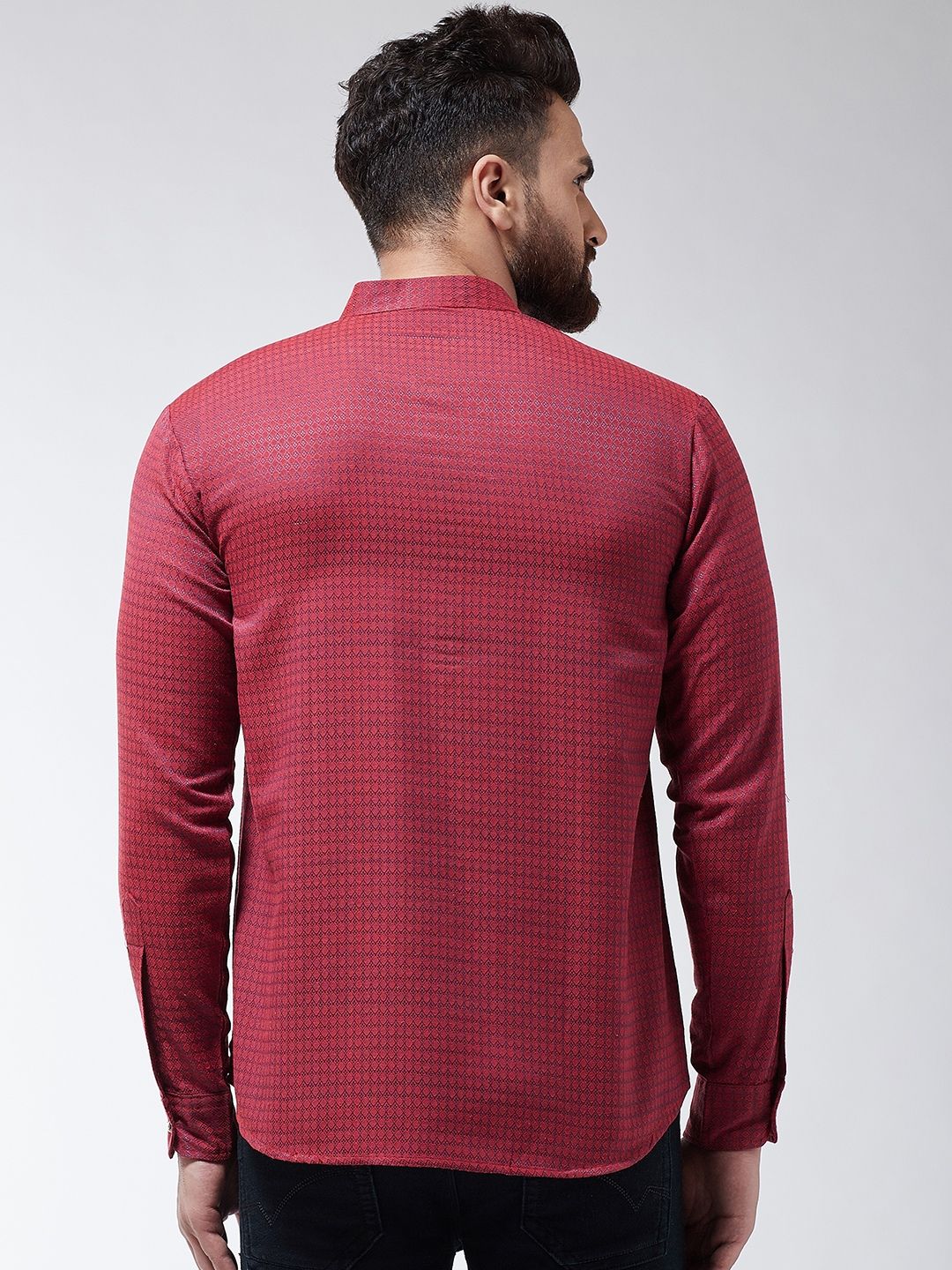 SOJANYA Men Maroon Woven Design Straight Kurta