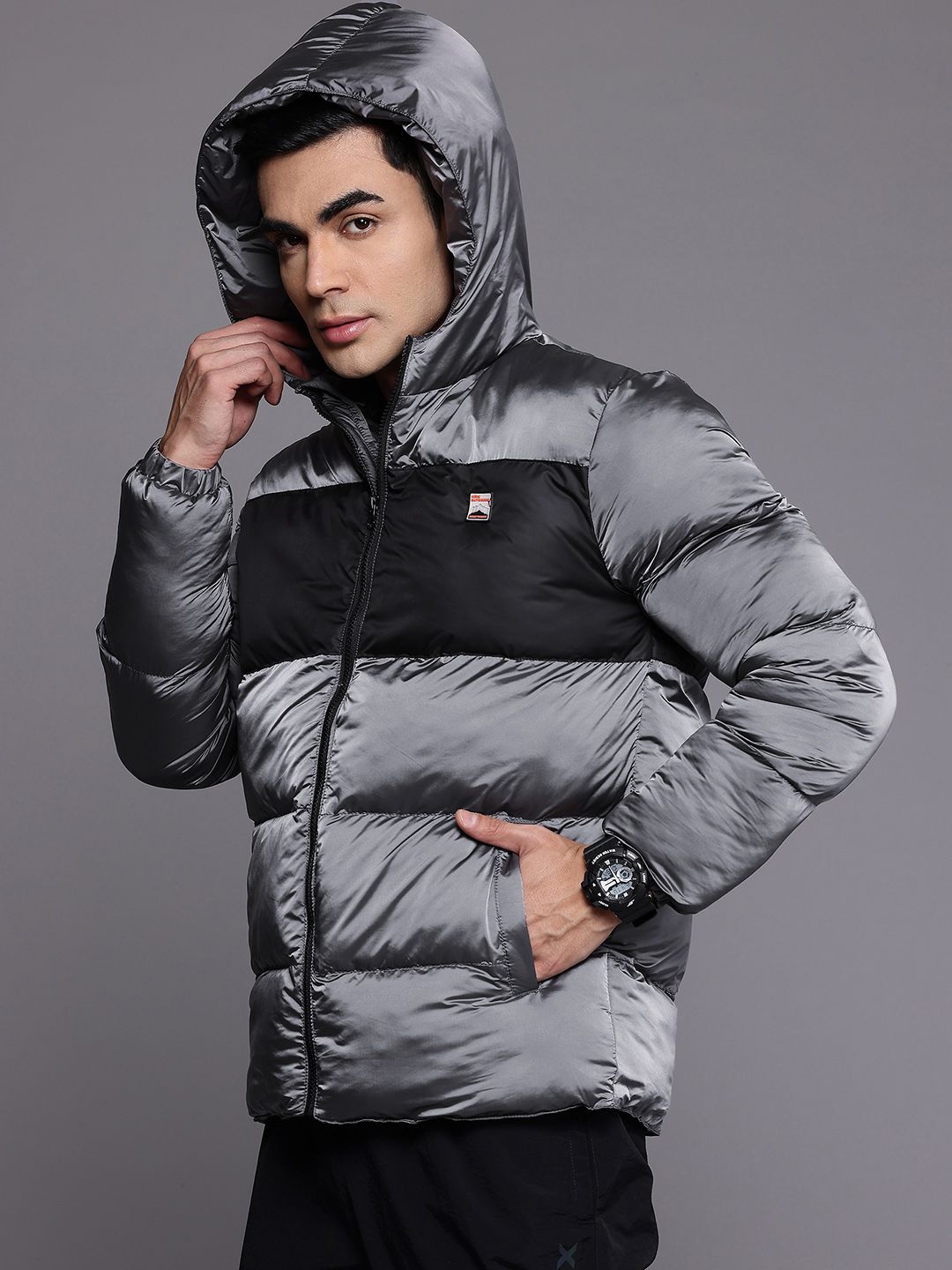 HRX by Hrithik Roshan Rapid-Dry Colourblocked Outdoor Puffer Jacket