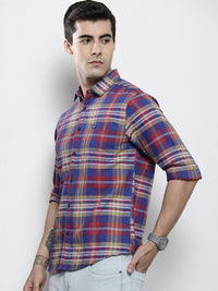 The Indian Garage Co Men Blue & Red Comfort Checked Casual Shirt