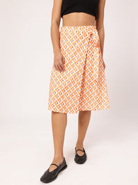DressBerry Women Classic Suavity Geometric Printed Seersucker Wrap Skirt